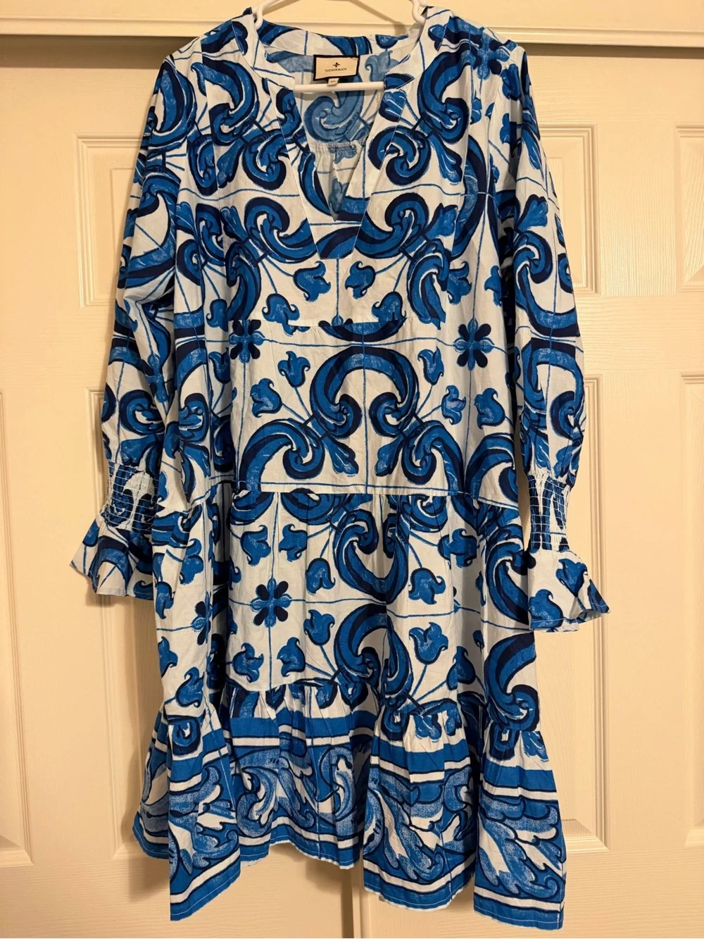 Tuckernuck blue and white Majolica tile print tunic-style dress - Picture 1 of 3